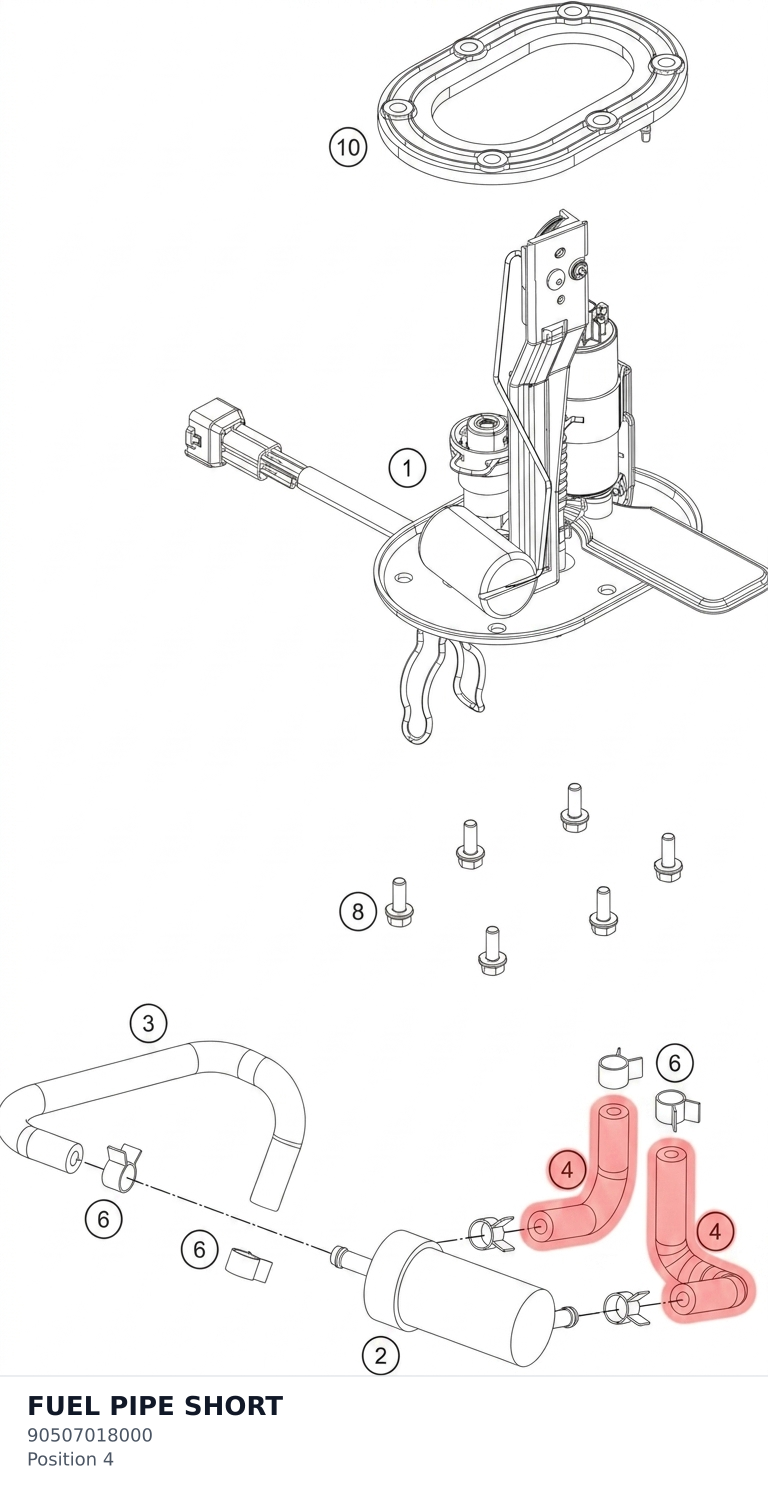 Diagram preview: FUEL PIPE SHORT (90507018000)