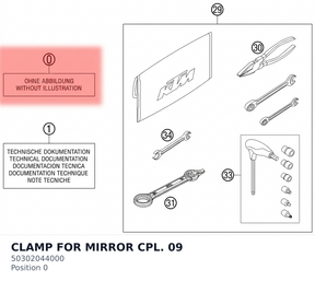 Diagram preview: CLAMP FOR MIRROR CPL.       09 (50302044000)
