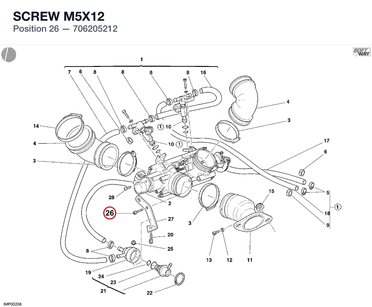 SCREW M5X12 706205212 diagram position