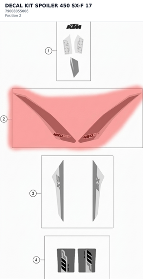 Diagram preview: DECAL KIT SPOILER 450 SX-F 17 (79008055006)