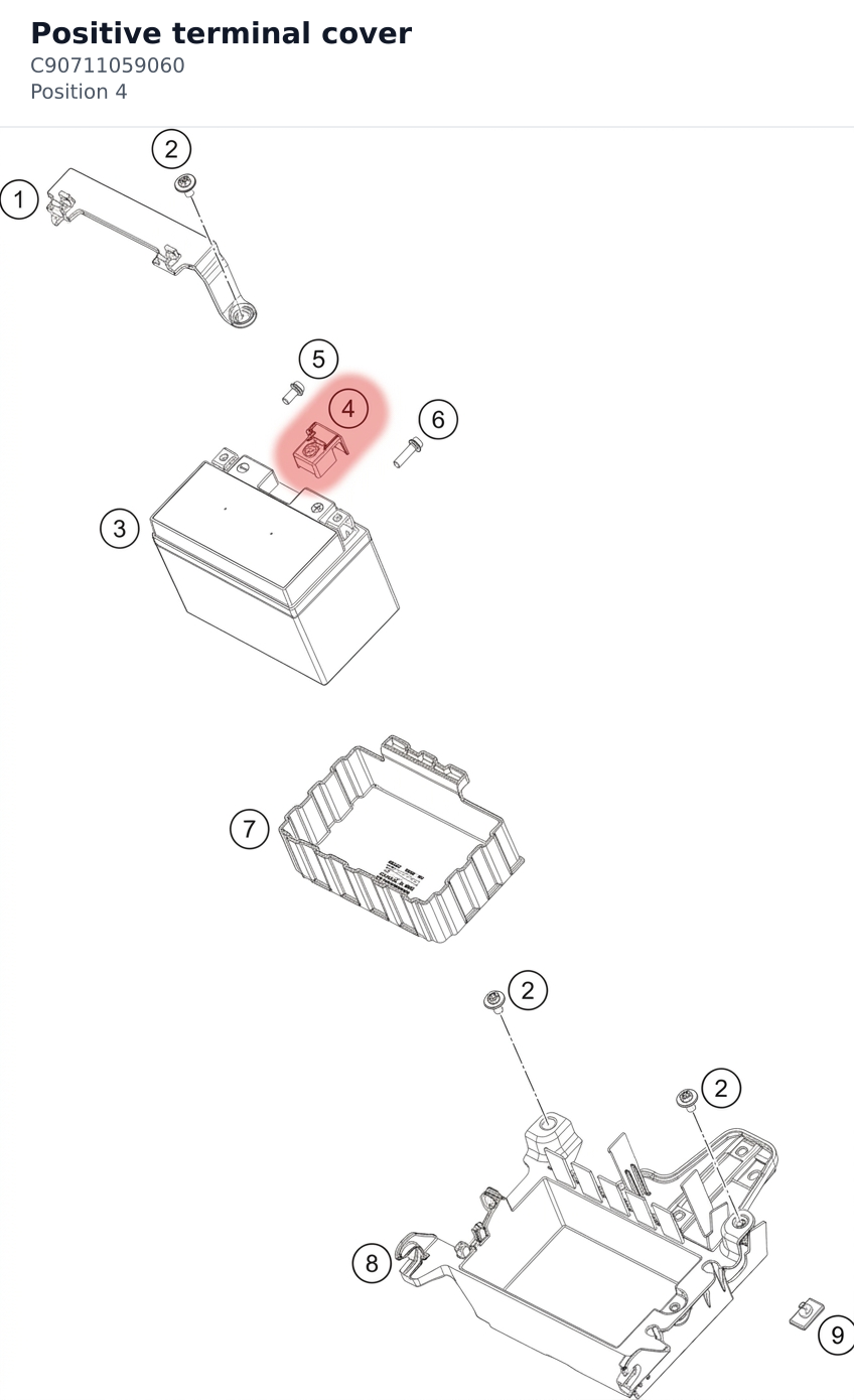 Diagram preview: Positive terminal cover (C90711059060)