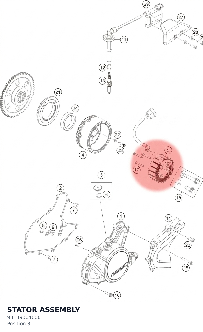 Diagram preview: STATOR ASSEMBLY (93139004000)