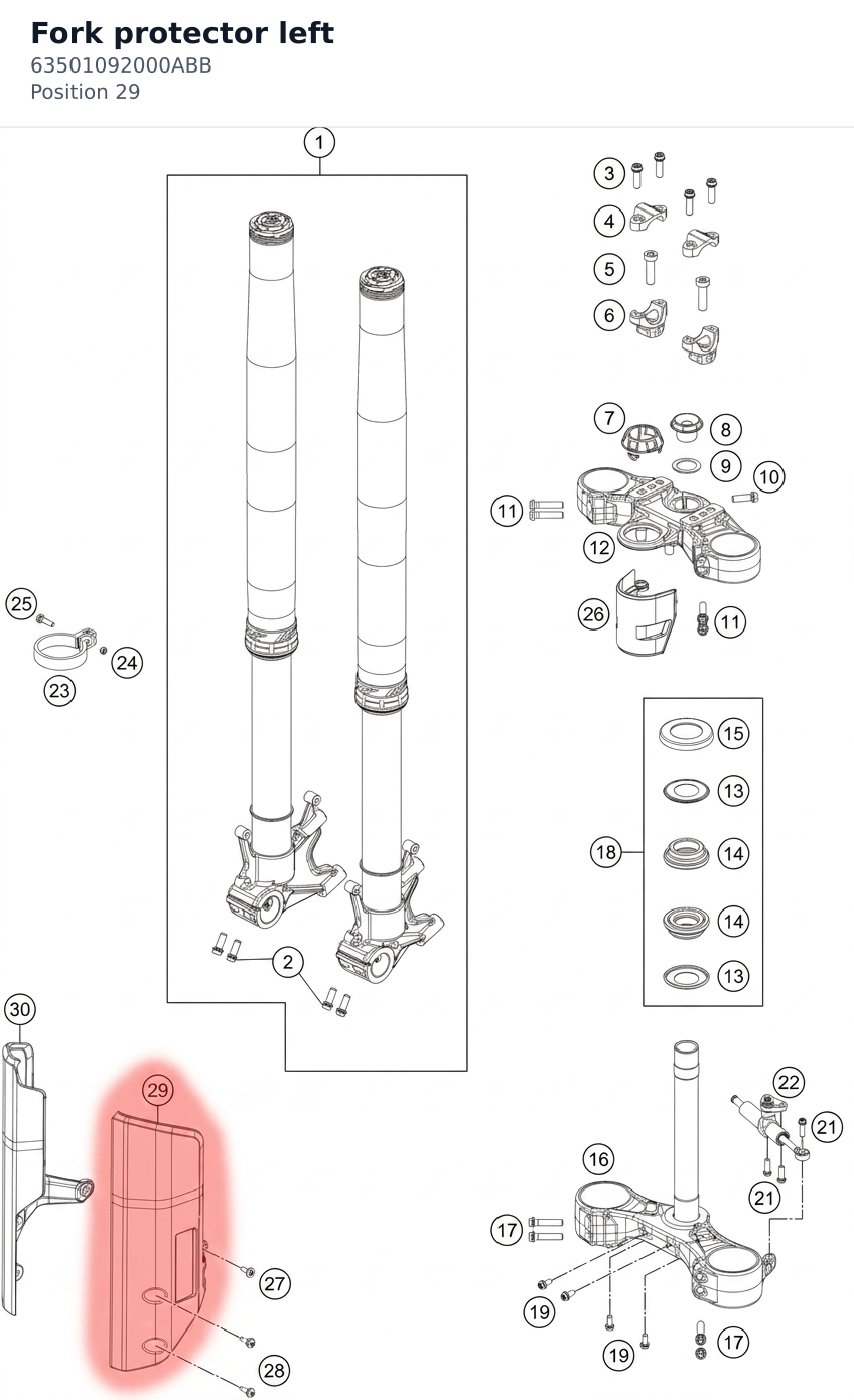 Diagram preview: Fork protector left (63501092000ABB)