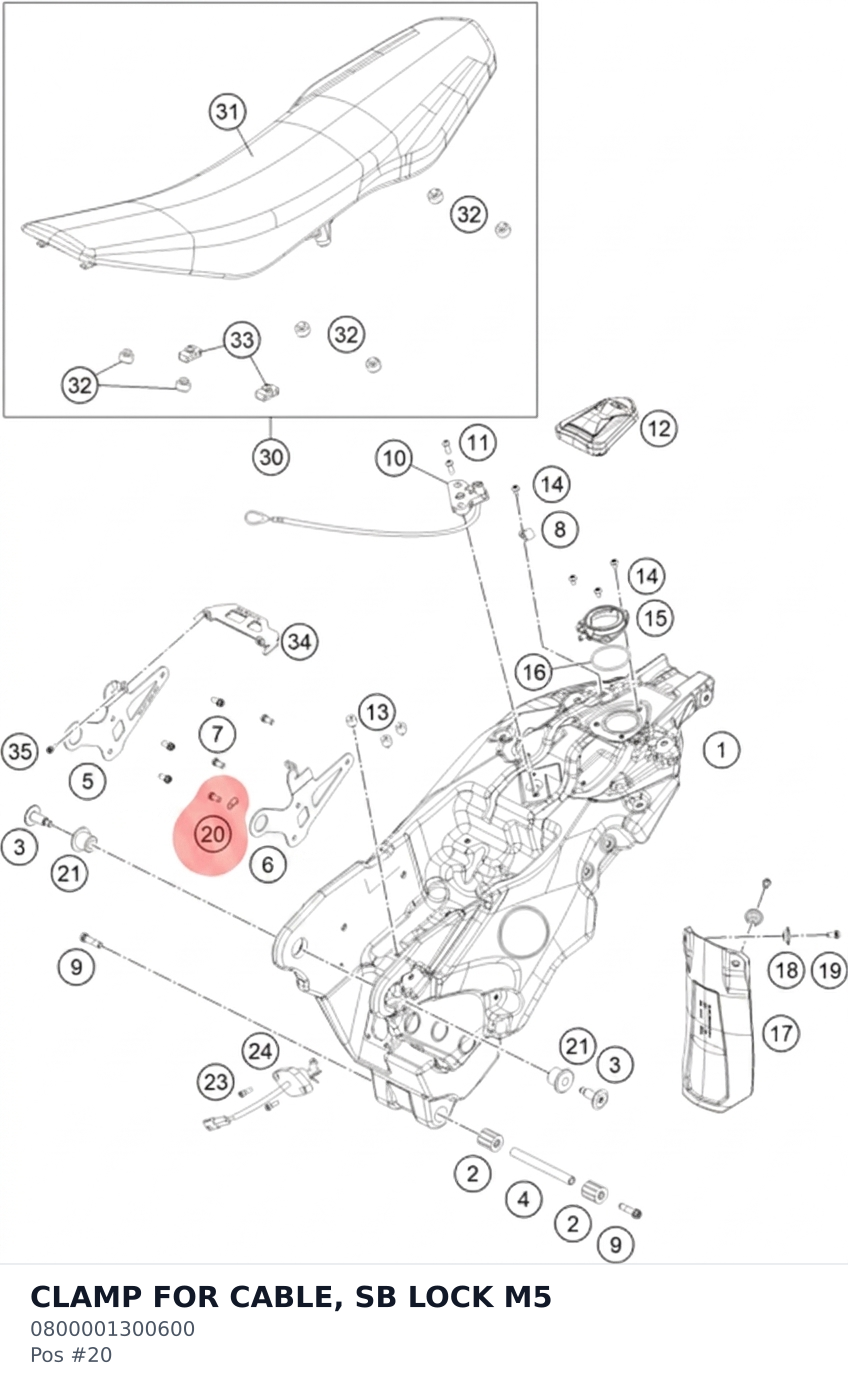 Diagram preview: CLAMP FOR CABLE, SB LOCK M5 (0800001300600)