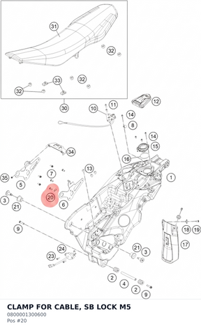 Diagram preview: CLAMP FOR CABLE, SB LOCK M5 (0800001300600)