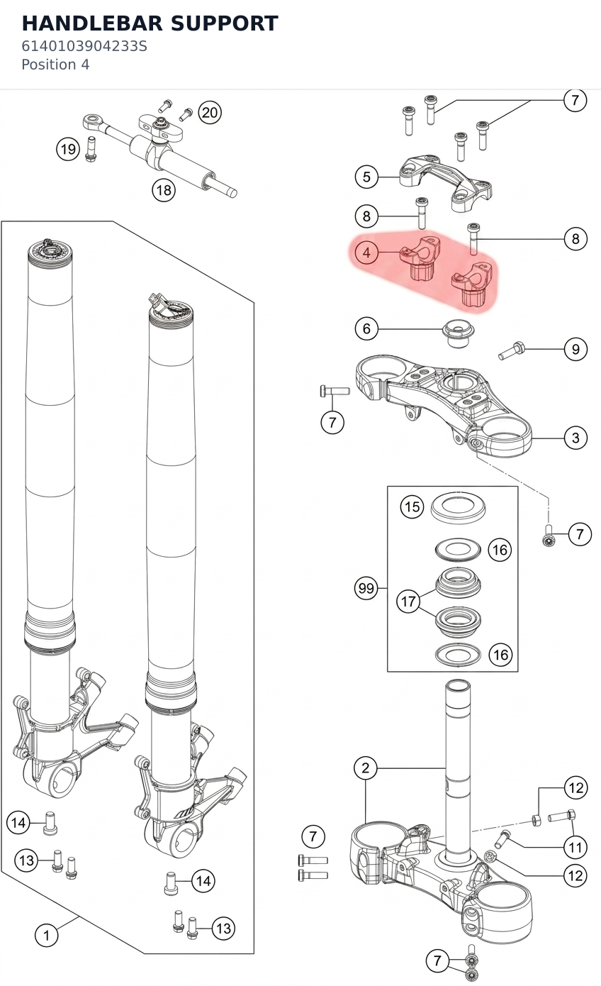 Diagram preview: HANDLEBAR SUPPORT (6140103904233S)