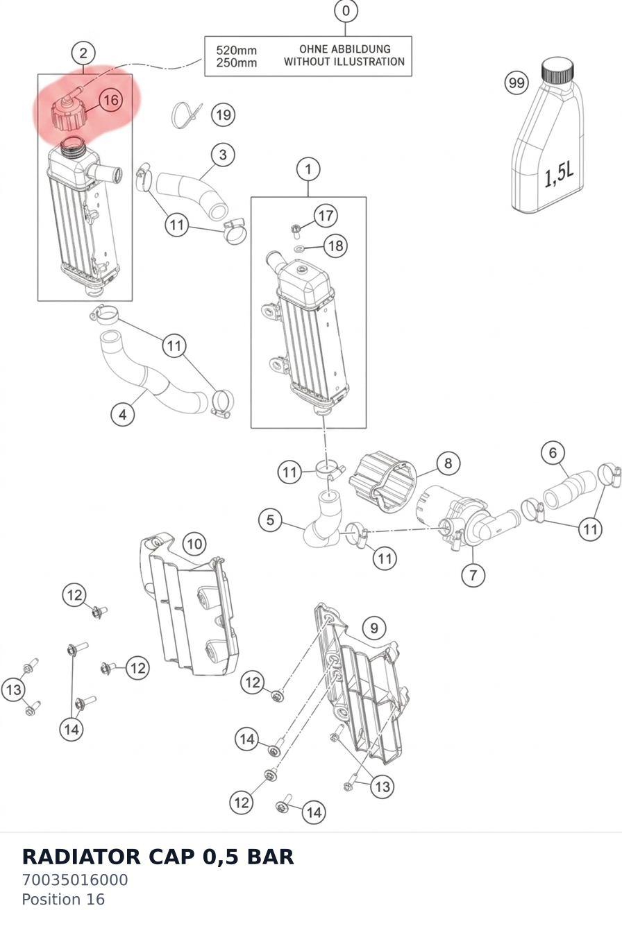 Diagram preview: RADIATOR CAP 0,5 BAR (70035016000)