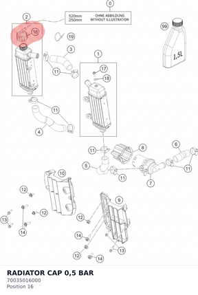 Diagram preview: RADIATOR CAP 0,5 BAR (70035016000)