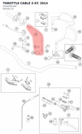 Diagram preview: THROTTLE CABLE 2-ST. 2014 (51502091200)