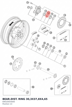 Diagram preview: BEAR.DIST. RING 30,3X37,8X4,65 (69010054000)