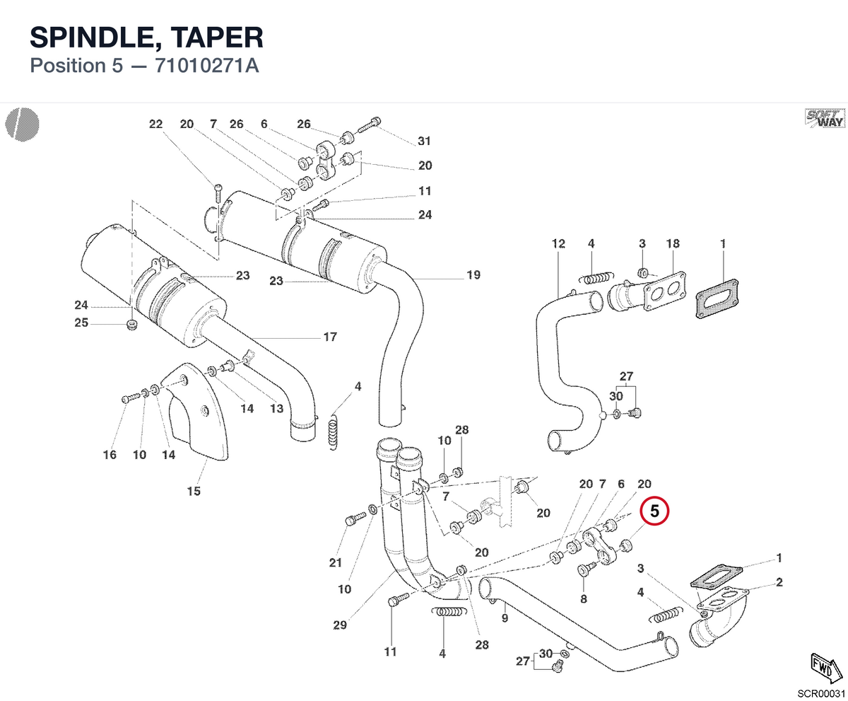 SPINDLE, TAPER 71010271A diagram position