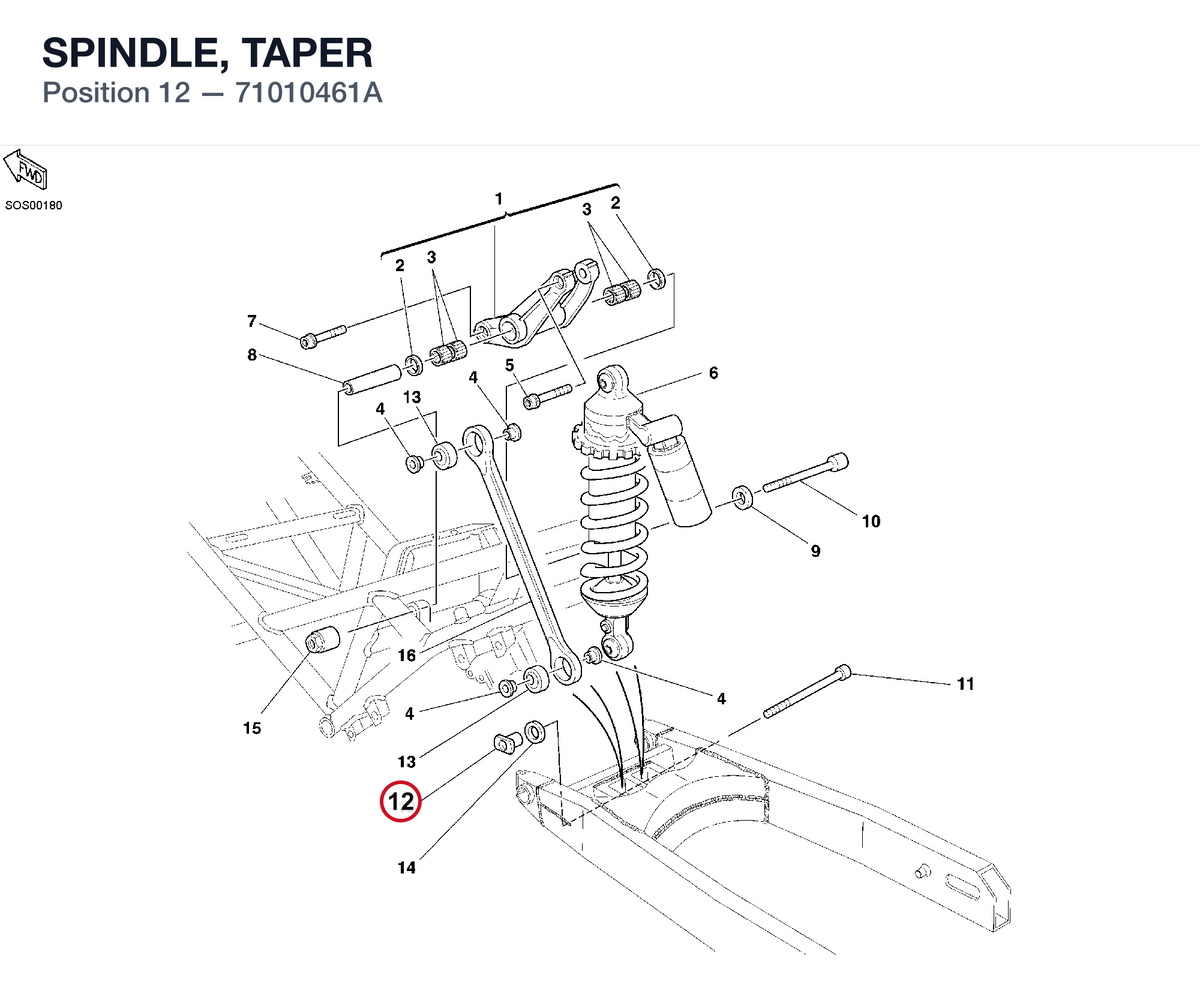 SPINDLE, TAPER 71010461A diagram position