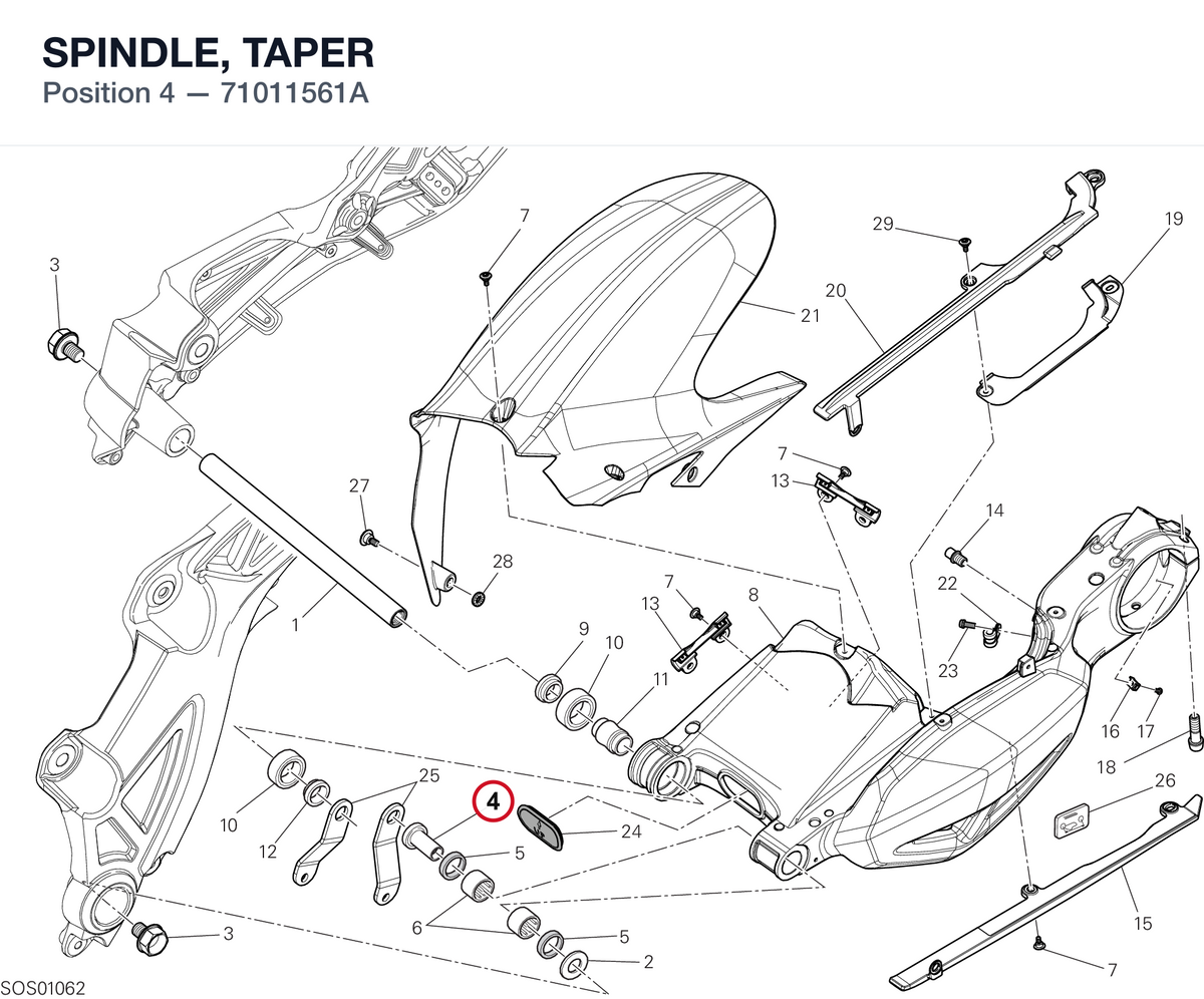 SPINDLE, TAPER 71011561A diagram position