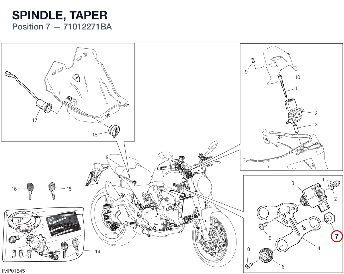 SPINDLE, TAPER 71012271BA diagram position