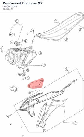 Diagram preview: Pre-formed fuel hose SX (50507016000)