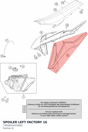 Diagram preview: SPOILER LEFT FACTORY 16 (79008050033EBD)