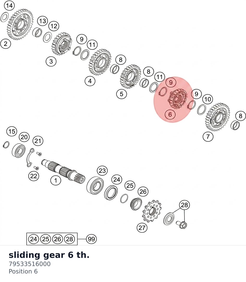 Diagram preview: sliding gear 6 th. (79533516000)