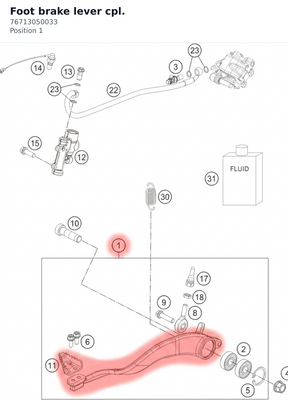 Diagram preview: Foot brake lever cpl. (76713050033)