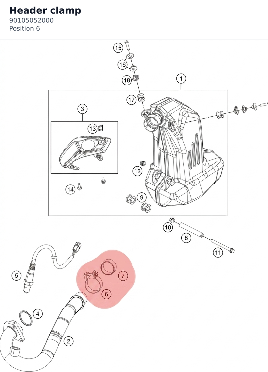 Diagram preview: Header clamp (90105052000)