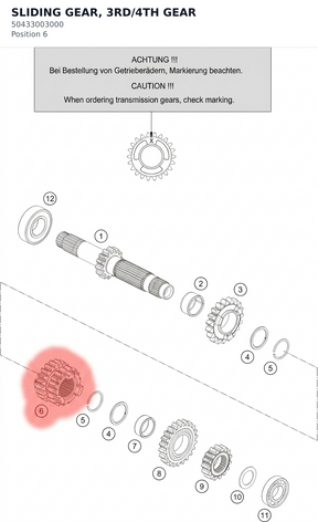 Diagram preview: SLIDING GEAR, 3RD/4TH GEAR (50433003000)