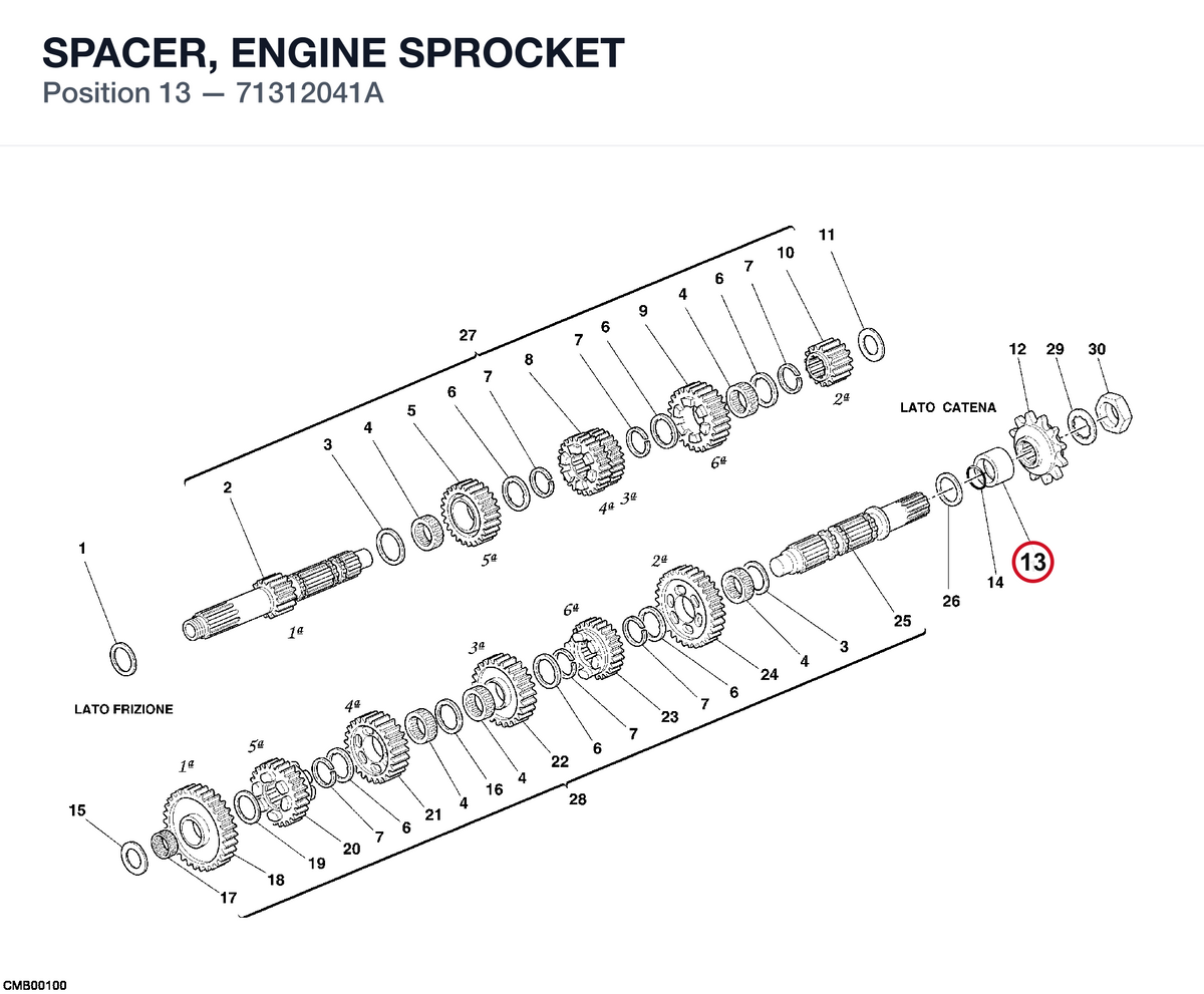 SPACER, ENGINE SPROCKET 71312041A diagram position