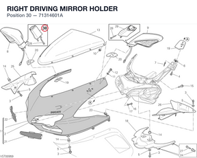 RIGHT DRIVING MIRROR HOLDER 71314601A diagram position