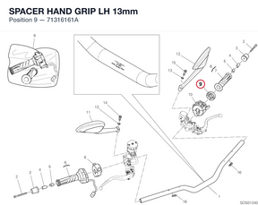 SPACER HAND GRIP LH 13mm 71316161A diagram position