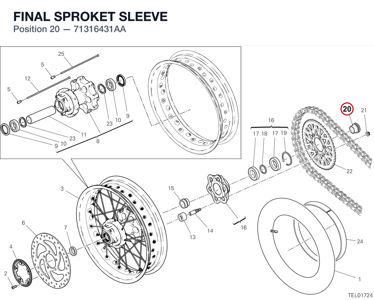 FINAL SPROKET SLEEVE 71316431AA diagram position