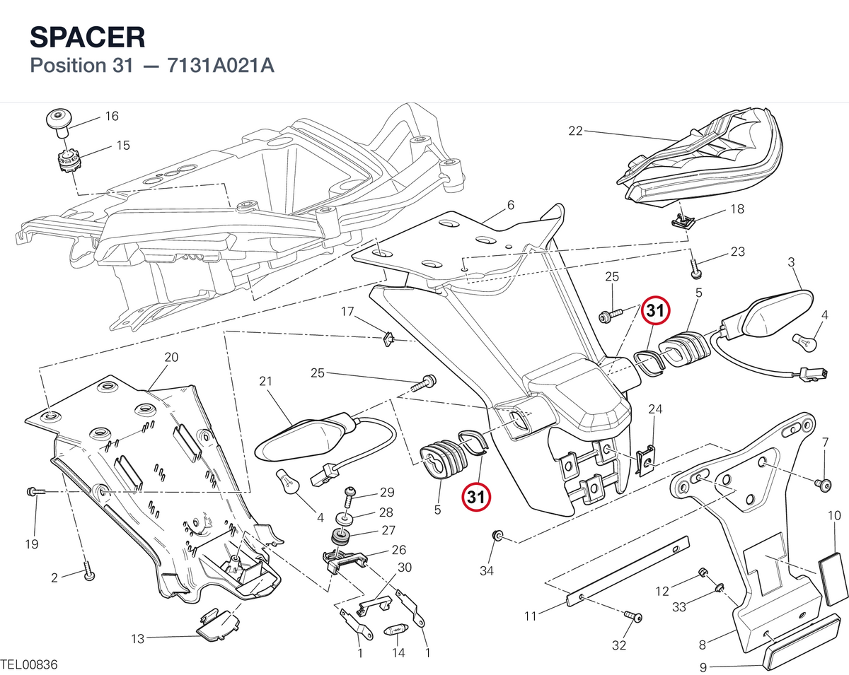 SPACER 7131A021A diagram position