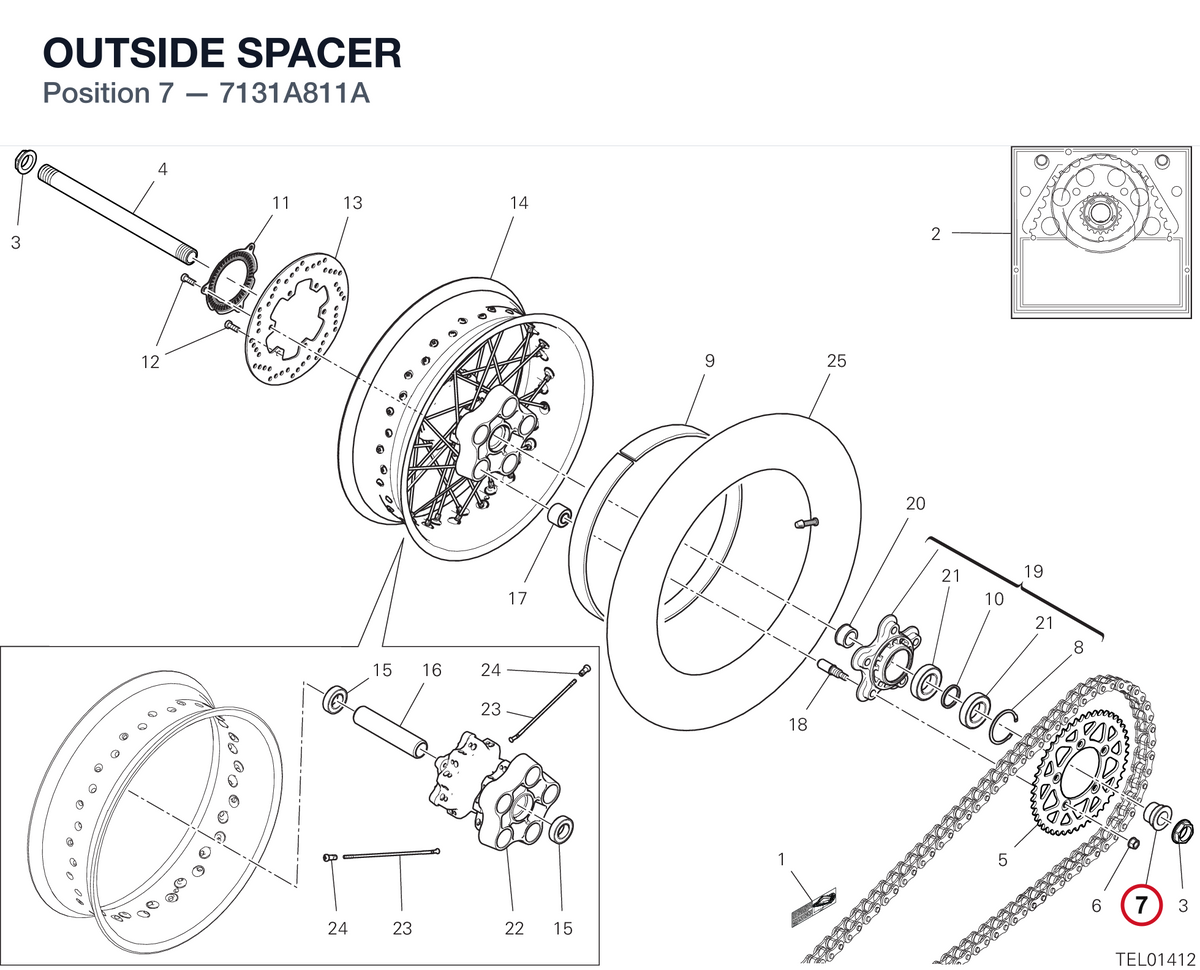 OUTSIDE SPACER 7131A811A diagram position