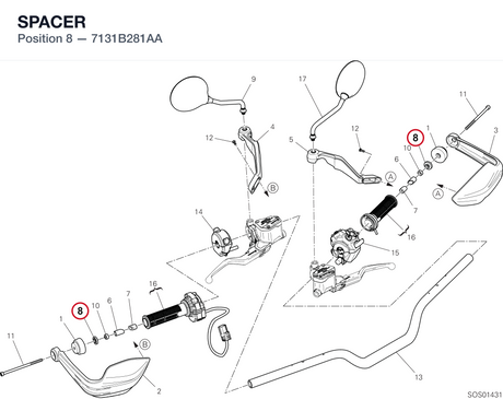 SPACER 7131B281AA diagram position