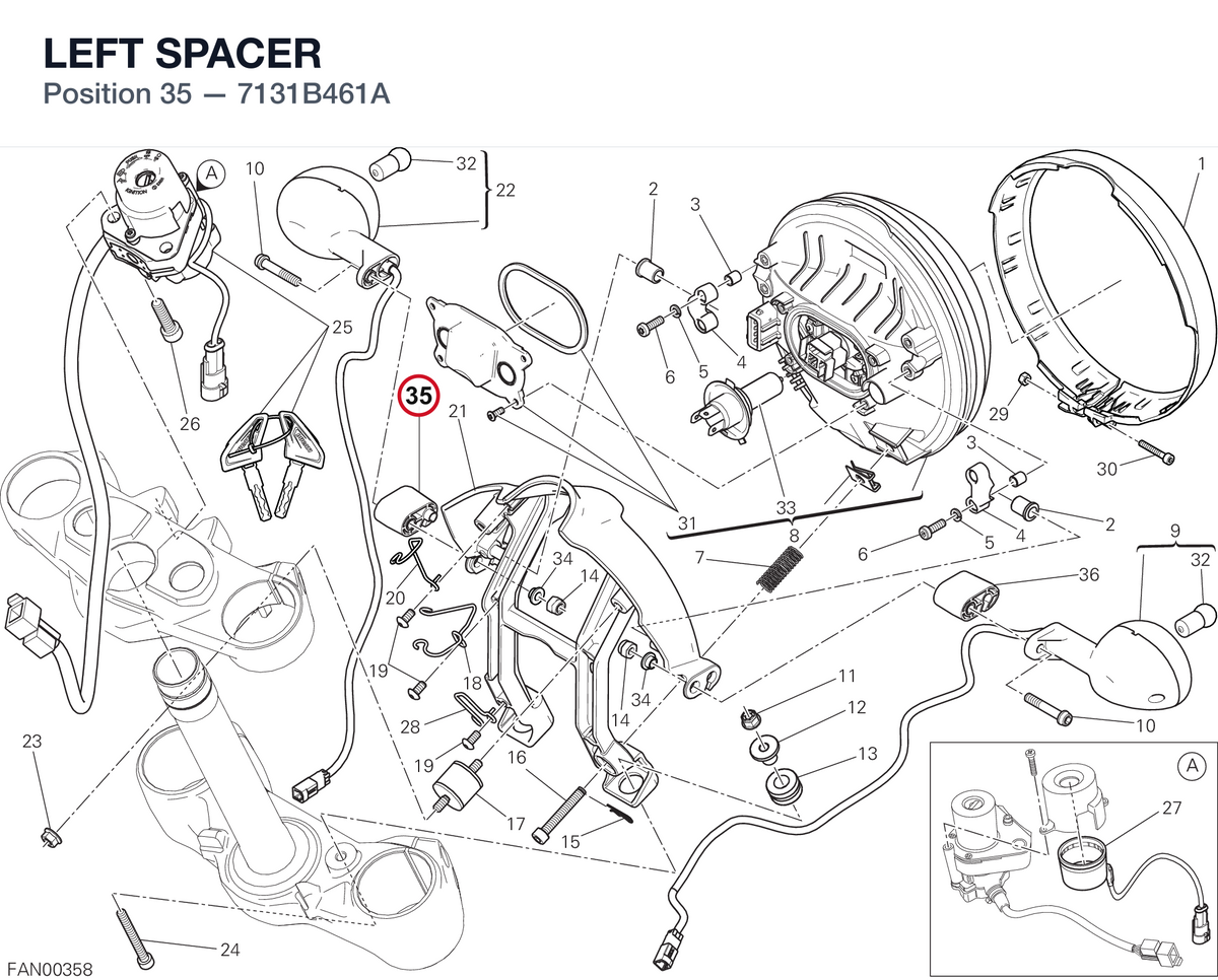LEFT SPACER 7131B461A diagram position