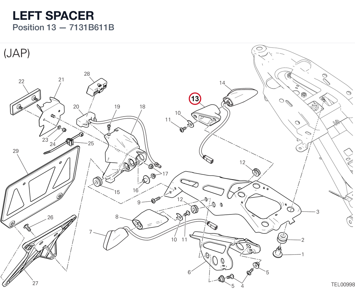 LEFT SPACER 7131B611B diagram position