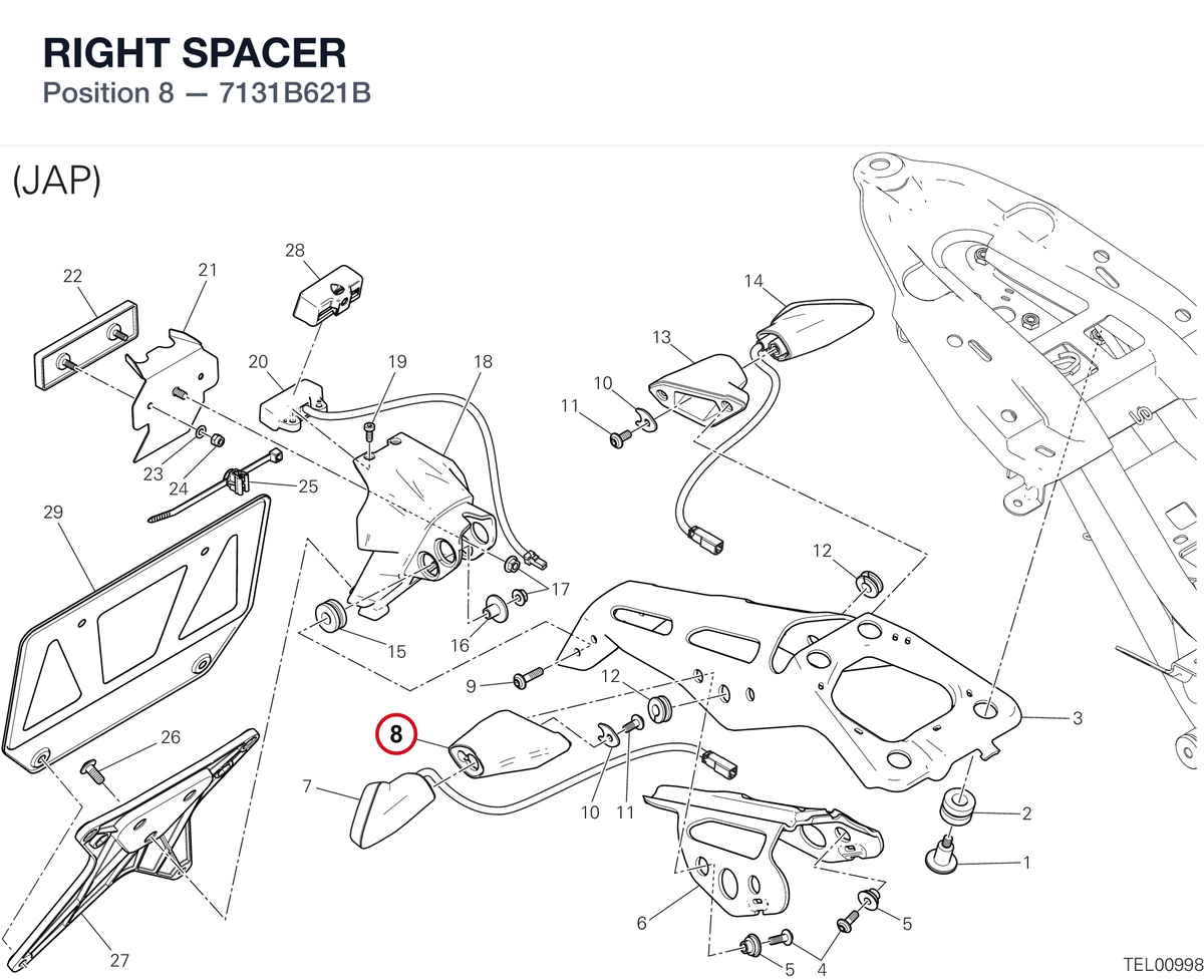RIGHT SPACER 7131B621B diagram position