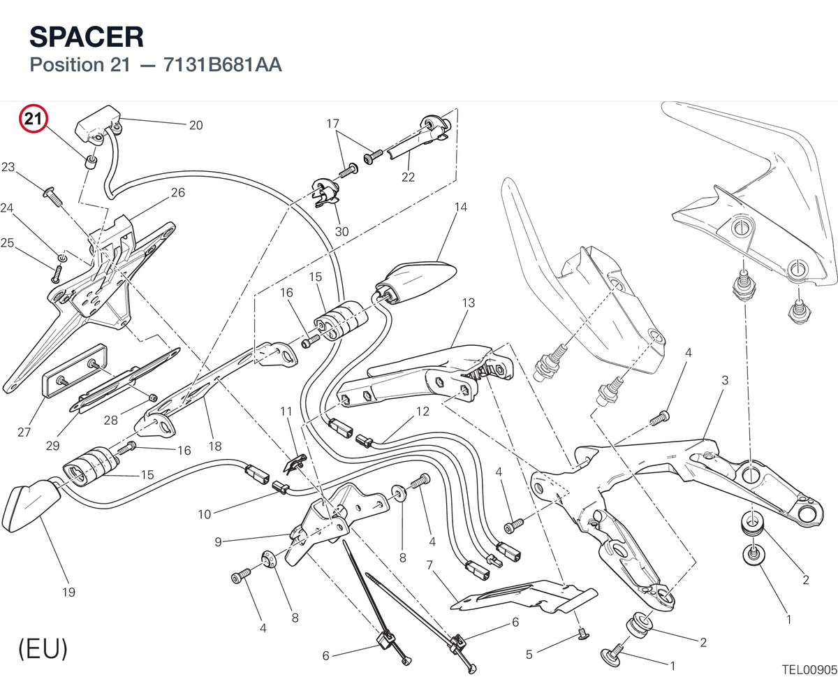 SPACER 7131B681AA diagram position