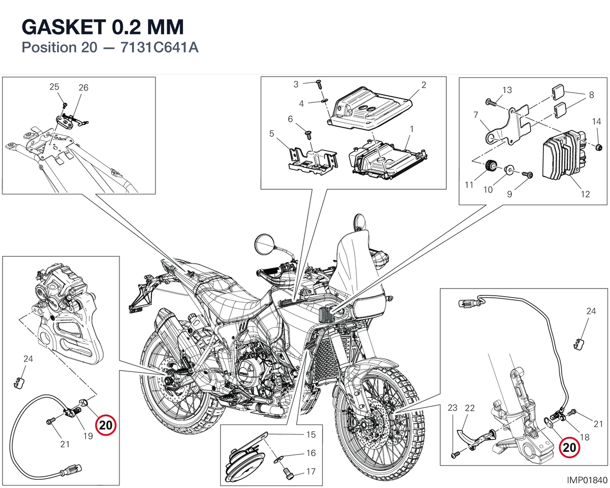 GASKET 0.2 MM 7131C641A diagram position