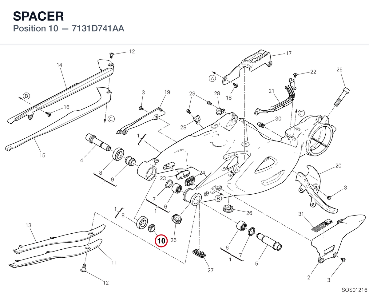 SPACER 7131D741AA diagram position