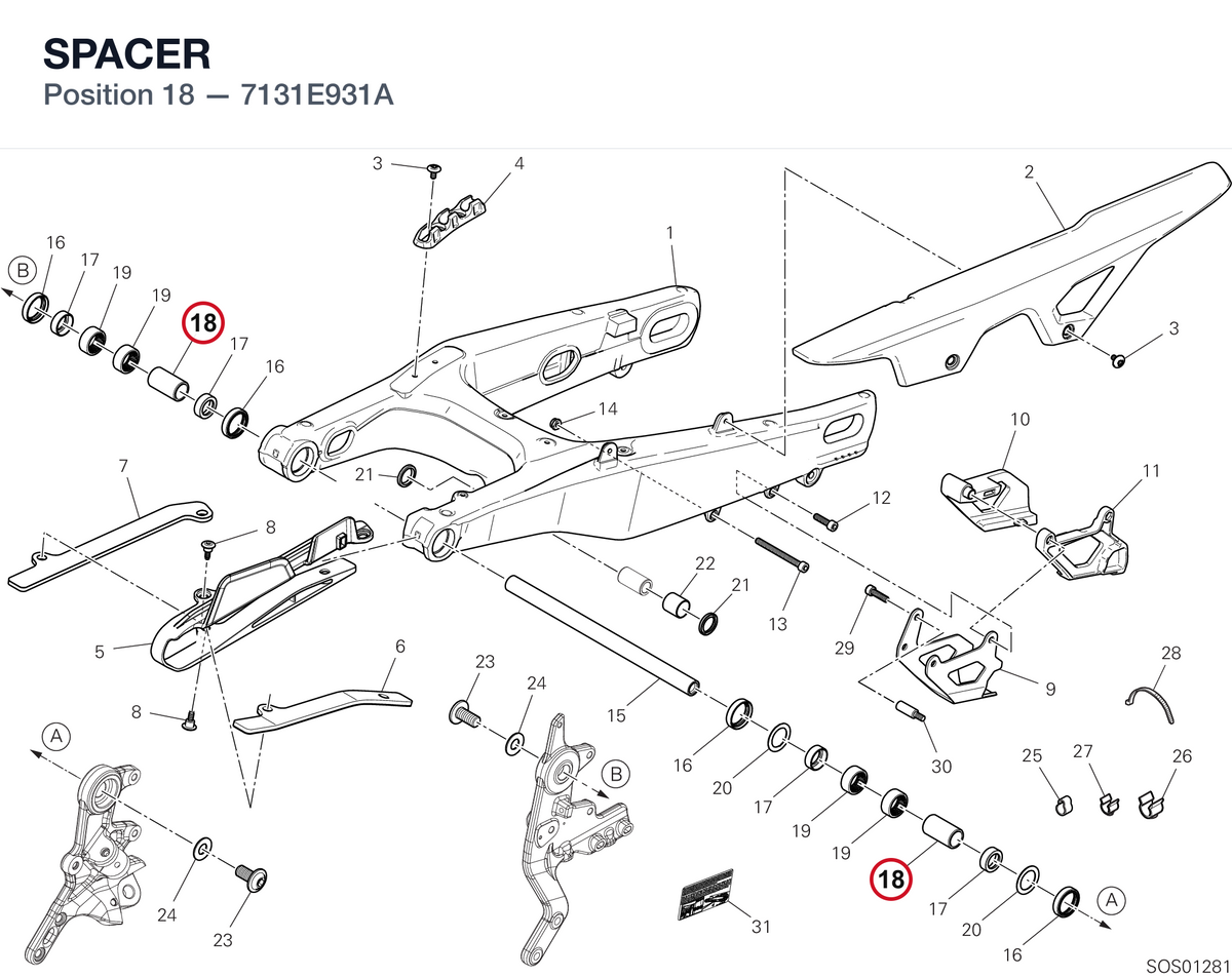 SPACER 7131E931A diagram position