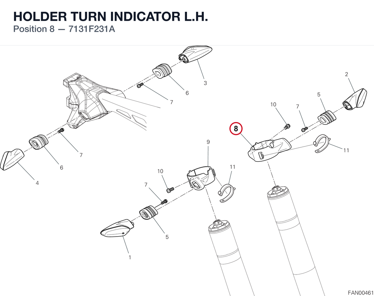 HOLDER TURN INDICATOR L.H. 7131F231A diagram position
