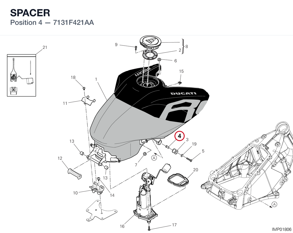 SPACER 7131F421AA diagram position