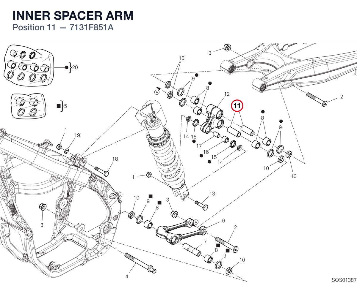 INNER SPACER ARM 7131F851A diagram position