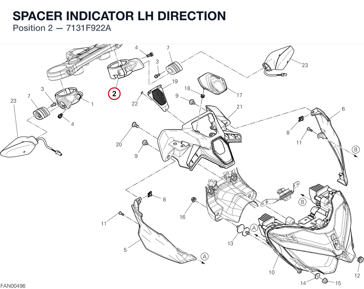 SPACER INDICATOR LH DIRECTION 7131F922A diagram position