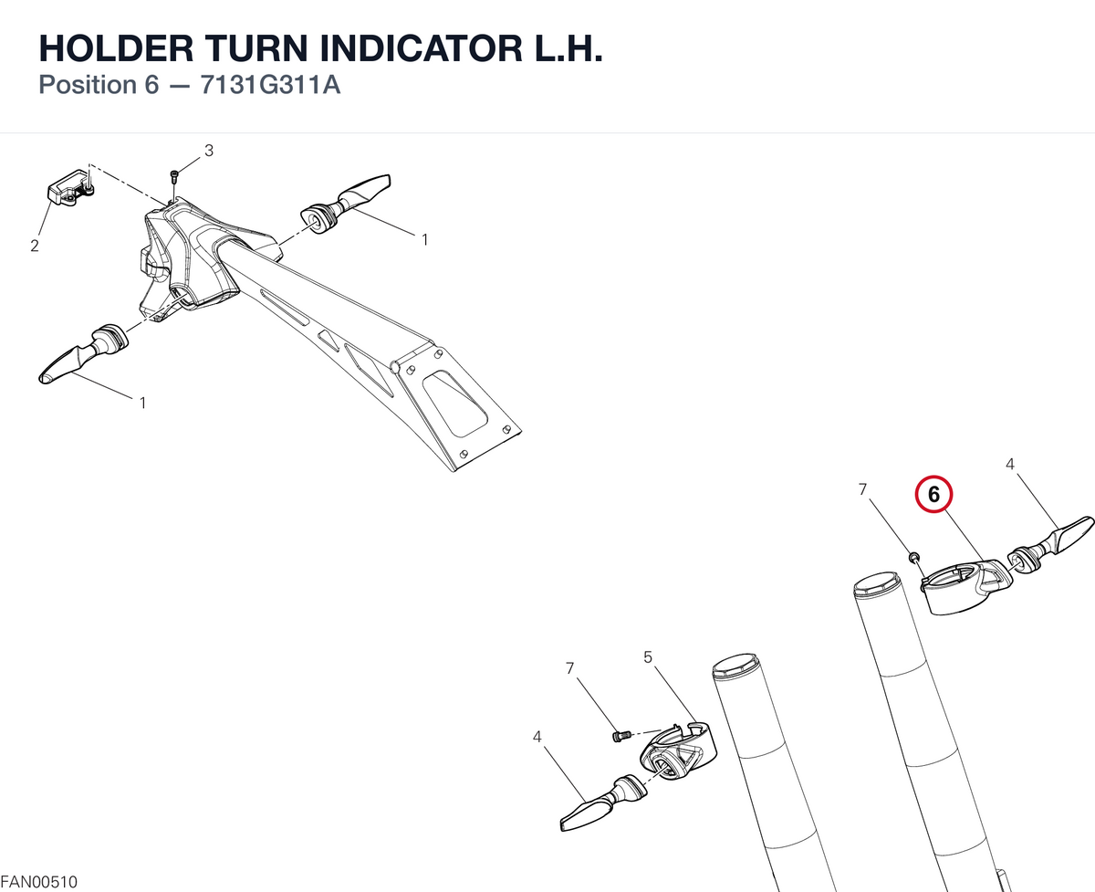 HOLDER TURN INDICATOR L.H. 7131G311A diagram position