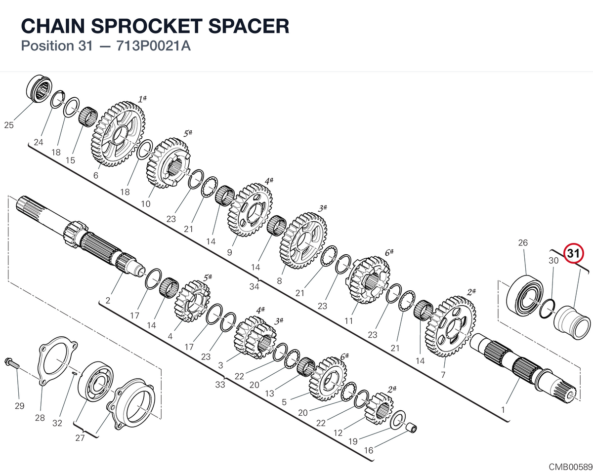 CHAIN SPROCKET SPACER 713P0021A diagram position