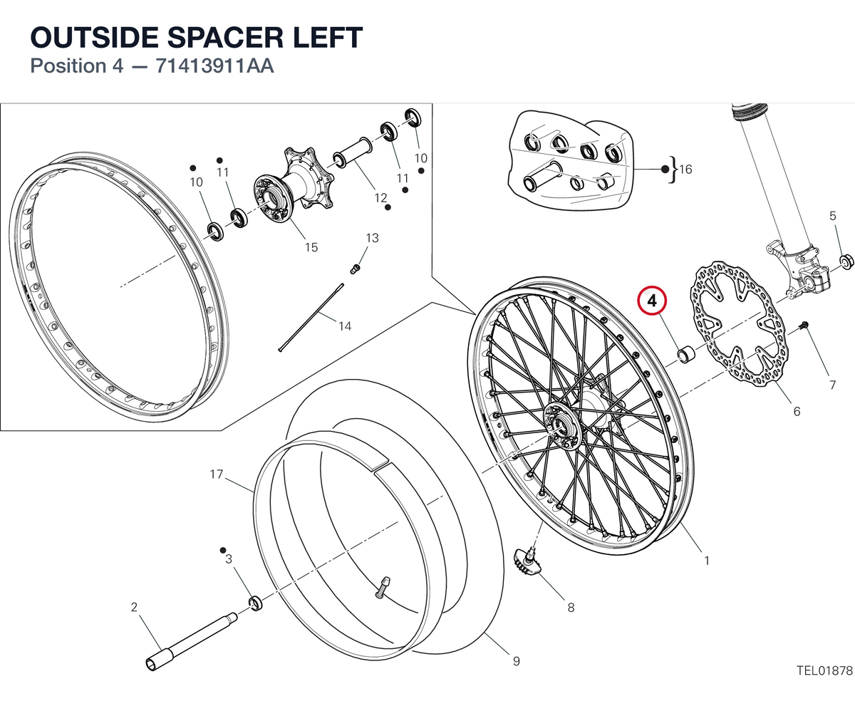 OUTSIDE SPACER LEFT 71413911AA diagram position