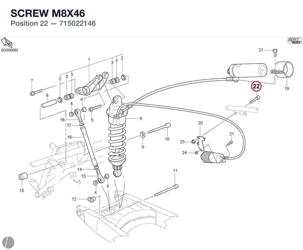 SCREW M8X46 715022146 diagram position