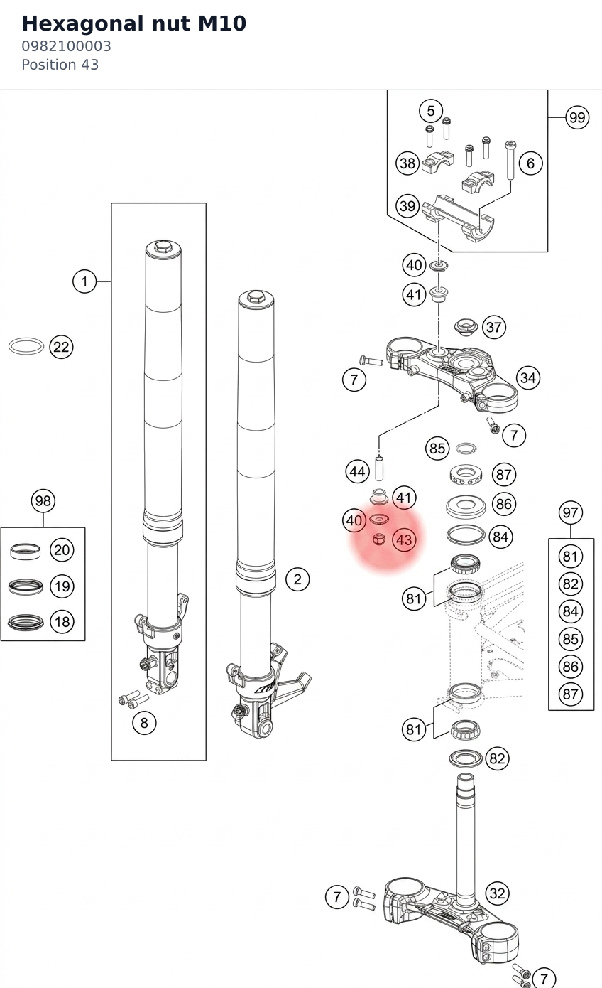 Diagram preview: Hexagonal nut M10 (0982100003)