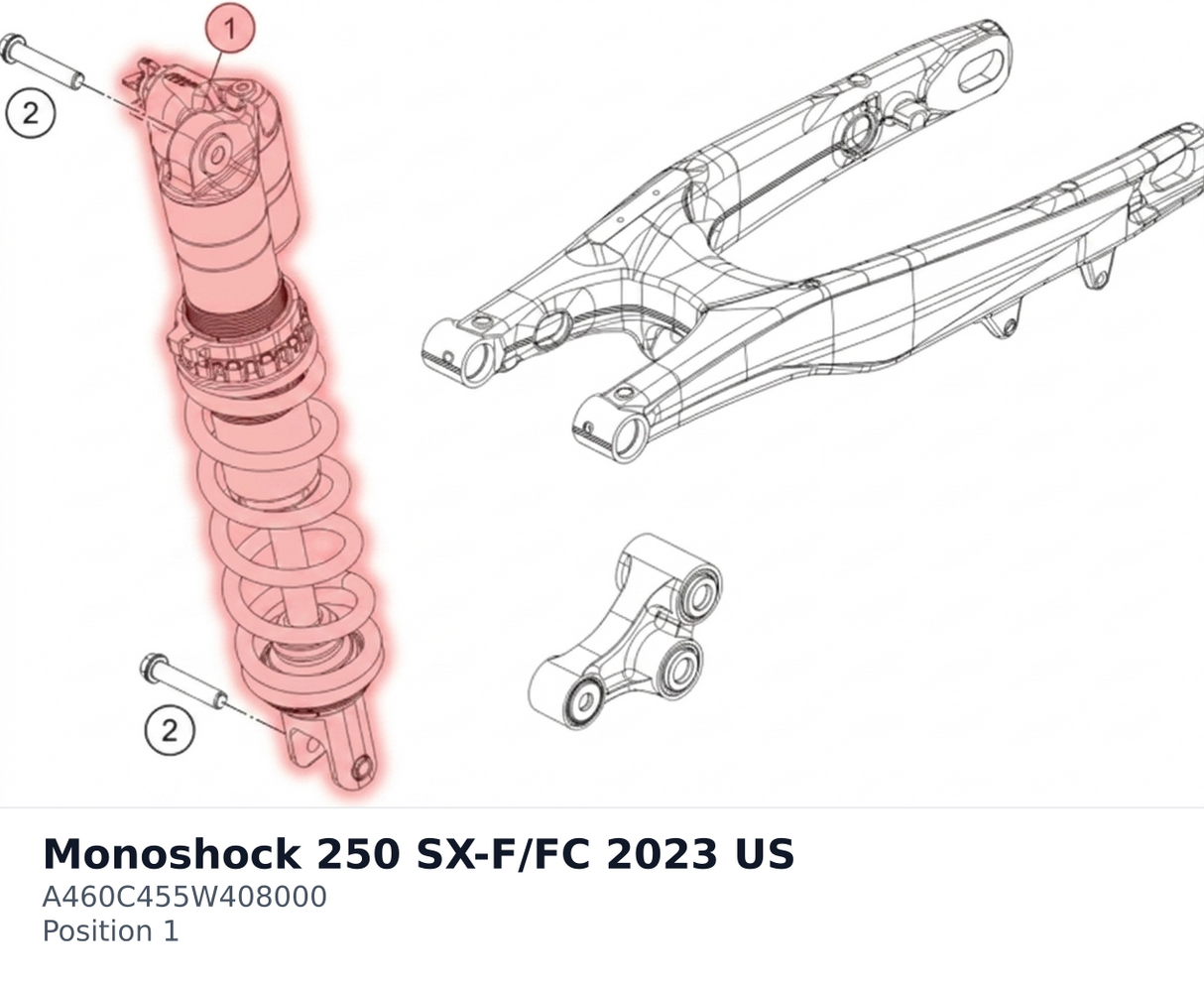 Diagram preview: Monoshock 250 SX-F/FC 2023 US (A460C455W408000)