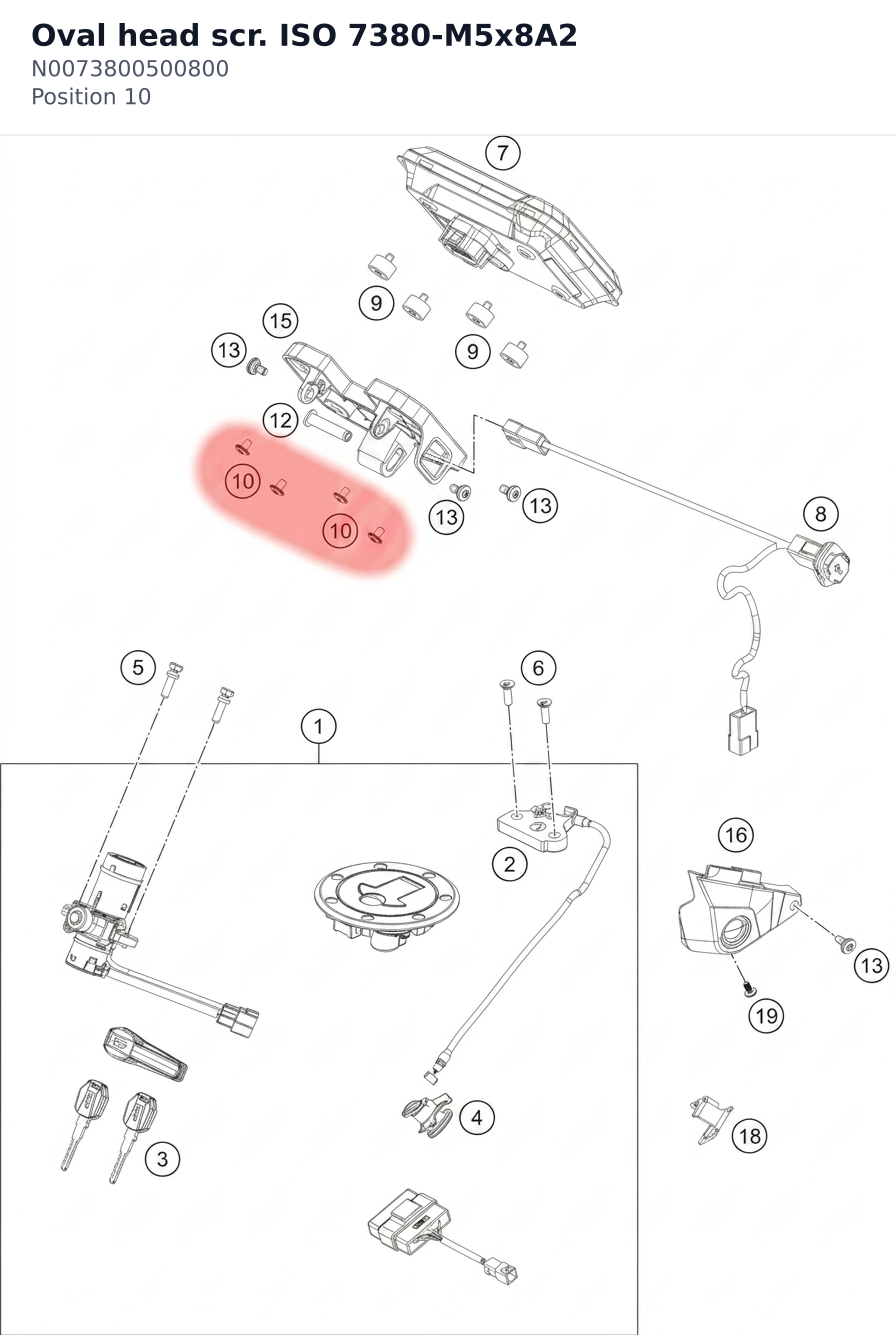 Diagram preview: Oval head scr. ISO 7380-M5x8A2 (N0073800500800)