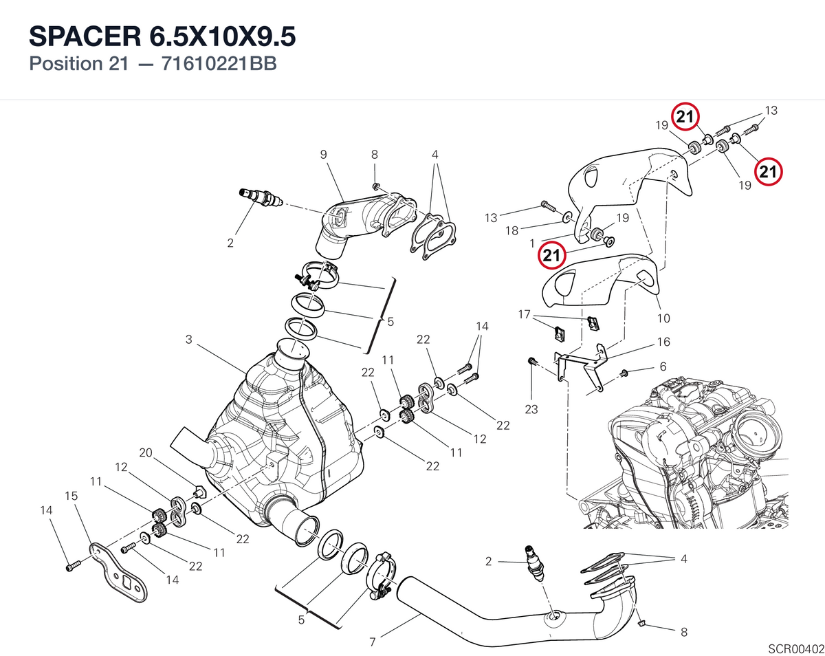 SPACER 6.5X10X9.5 71610221BB diagram position